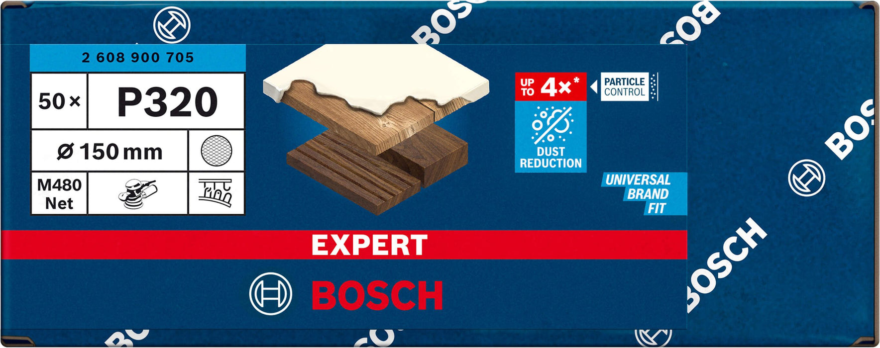 Bosch EXPERT M480 brusna mreža za rotacione brusilice od 150 mm, granulacija 320 - pakovanje od 50 komada - 2608900705 Brusna mreža za rotacione brusilice BOSCH Madras doo Beograd