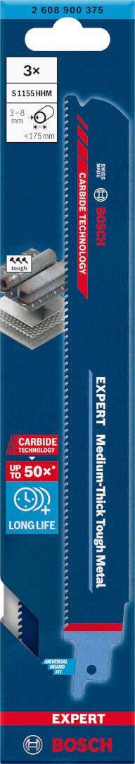 Bosch EXPERT „Medium-Thick Tough Metal“ S 1155 HHM list univerzalne testere - pakovanje 3 komada - 2608900375 List univerzalne testere BOSCH Madras doo Beograd