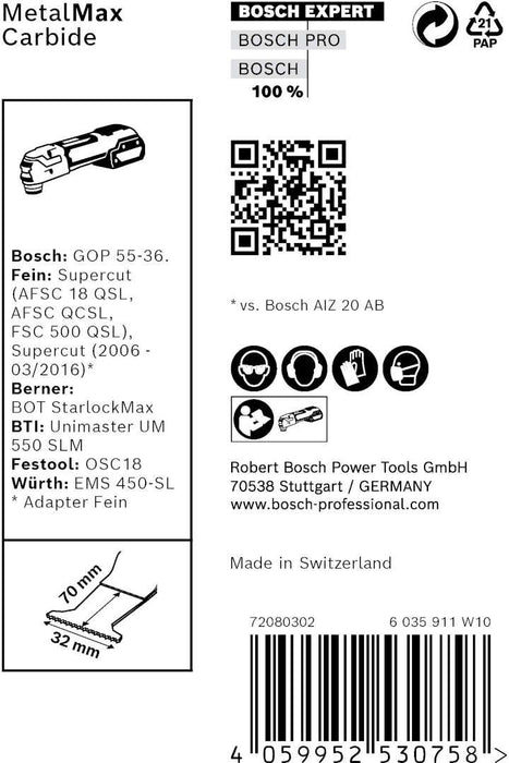 Bosch EXPERT MetalMax MAII 32 AIT list testere za multifunkcionalne alate od 70 x 32 mm, 10-delni - 2608900023 List testere za multifunkcionalne alate BOSCH Madras doo Beograd