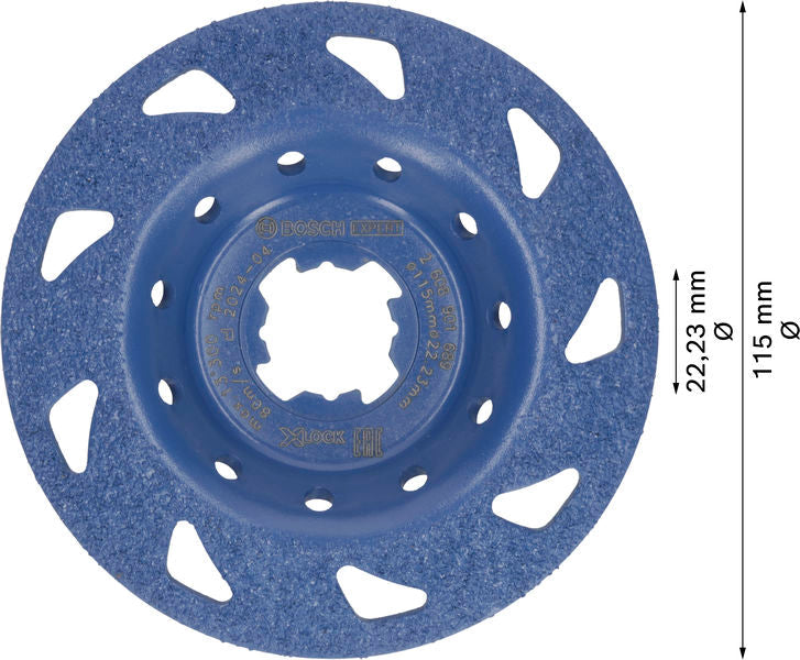 BOSCH EXPERT Multi Material Carbide glava za brušenje, fina, pod uglom, X-LOCK, 115 mm, 22,23 mm - Lončasti disk za brušenje EXPERT Carbide (2608901689) Madras doo Beograd Madras doo Beograd