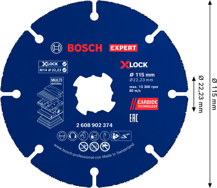 BOSCH EXPERT Multi Material Carbide rezna ploča, 115 x 22,23 mm, X-Lock, 10 kom. - Ploča za razdvajanje RB – 10pc CMW X-LOC (2608902376) Madras doo Beograd Madras doo Beograd