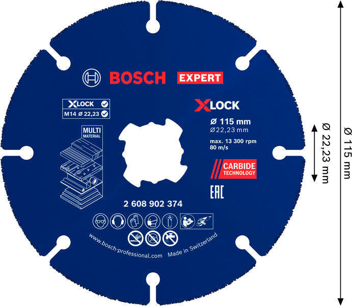 BOSCH EXPERT Multi Material Carbide rezna ploča, 115 x 22,23 mm, X-Lock - Ploča za razdvajanje RBE X-LOCK CMW Ø11 (2608902374) Madras doo Beograd Madras doo Beograd