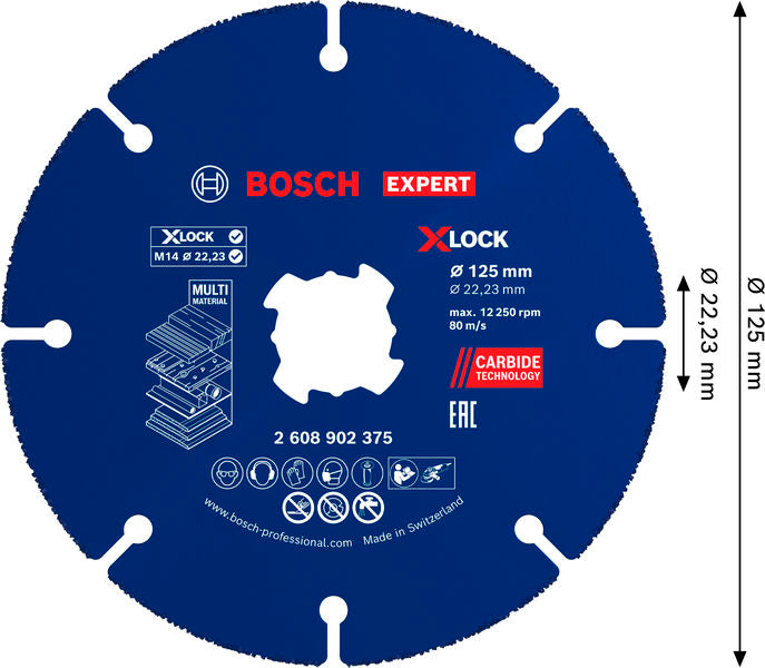 BOSCH EXPERT Multi Material Carbide rezna ploča, 125 x 22,23 mm, X-Lock - Ploča za razdvajanje RBE X-LOCK CMW Ø125 (2608902375) Madras doo Beograd Madras doo Beograd