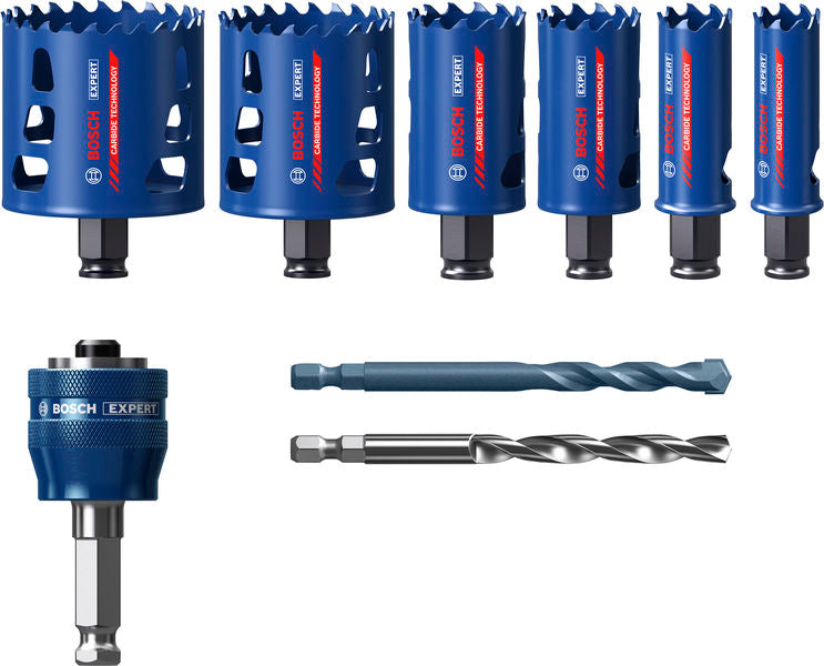 BOSCH EXPERT Multi Material Power Change Plus set testera za otvore, 22; 25; 35; 51; 60; 68×60 mm, 9 delova - Testera za otvore P MM T 9p Set (2608901906) Madras doo Beograd Madras doo Beograd