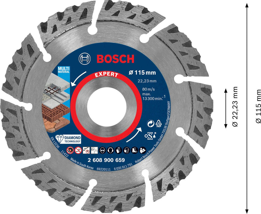 Bosch EXPERT MultiMaterial dijamantska rezna ploča 115 x 22,23 x 2,2 x 12 mm - 2608900659 Dijamantska rezna ploca BOSCH Madras doo Beograd