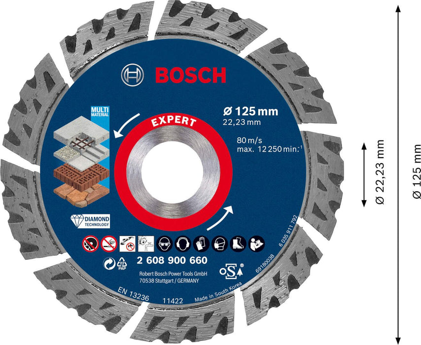 Bosch EXPERT MultiMaterial dijamantska rezna ploča 125 x 22,23 x 2,2 x 12 mm - 2608900660 Dijamantska rezna ploca BOSCH Madras doo Beograd