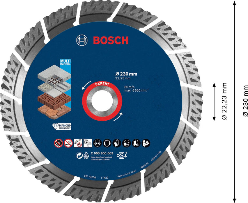 Bosch EXPERT MultiMaterial dijamantska rezna ploča 230 x 22,23 x 2,4 x 15 mm - 2608900663 Dijamantska rezna ploca BOSCH Madras doo Beograd