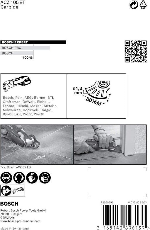 Bosch EXPERT MultiMaterial Segment Blade ACZ 105 ET list testere za multifunkcionalne alate, 1-delni - 2608664208 Segmentni list za testeru BOSCH Madras doo Beograd
