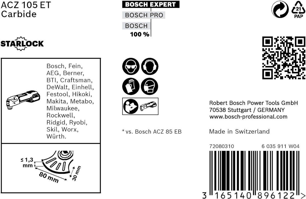 Bosch EXPERT MultiMaterial Segment Blade ACZ 105 ET list testere za multifunkcionalne alate, 5-delni - 2608664207 Segmentni list za testeru BOSCH Madras doo Beograd