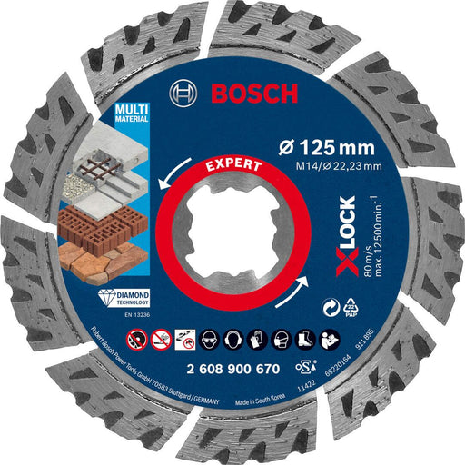 Bosch EXPERT MultiMaterial X-LOCK dijamantska rezna ploča 125 x 22,23 x 2,4 x 12 mm - 2608900670 Dijamantska rezna ploca BOSCH Madras doo Beograd