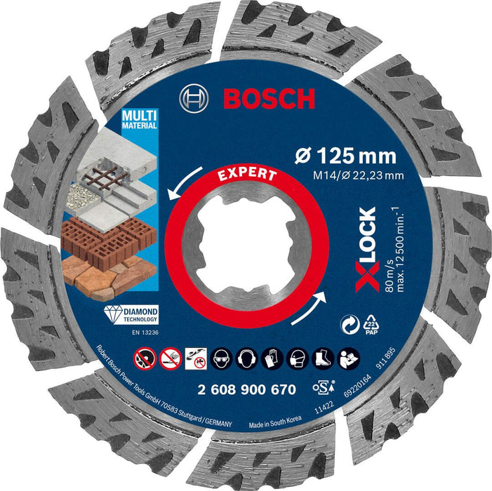 Bosch EXPERT MultiMaterial X-LOCK dijamantska rezna ploča 125 x 22,23 x 2,4 x 12 mm - 2608900670 Dijamantska rezna ploca BOSCH Madras doo Beograd