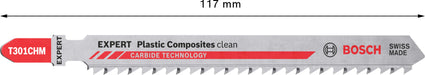 Bosch EXPERT „Plastic Composites Clean“ T 301 CHM list ubodne testere, 3-delni - 2608900566 List ubodne testere BOSCH Madras doo Beograd