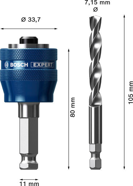 BOSCH EXPERT Power Change Plus sa vodećom burgijom, Ø7,15×60×105 mm, 2 dela - Telo za prihvat P AP H 7.15x105 (2608901966) Madras doo Beograd Madras doo Beograd