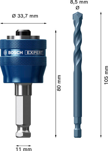 BOSCH EXPERT Power Change Plus sa vodećom burgijom, Ø8,5×60×105 mm, 2 dela - Telo za prihvat P AP T 8.5x 105 (2608901965) Madras doo Beograd Madras doo Beograd