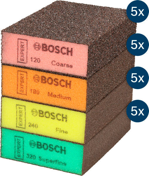 BOSCH EXPERT S471 Standard brusni blok, 26×69×97 mm, 5 grubih, 5 srednjih, 5 finih, 5 superfinih, 20 delova - Sundjer Std Block ,Set,20 (2608902490) Madras doo Beograd Madras doo Beograd