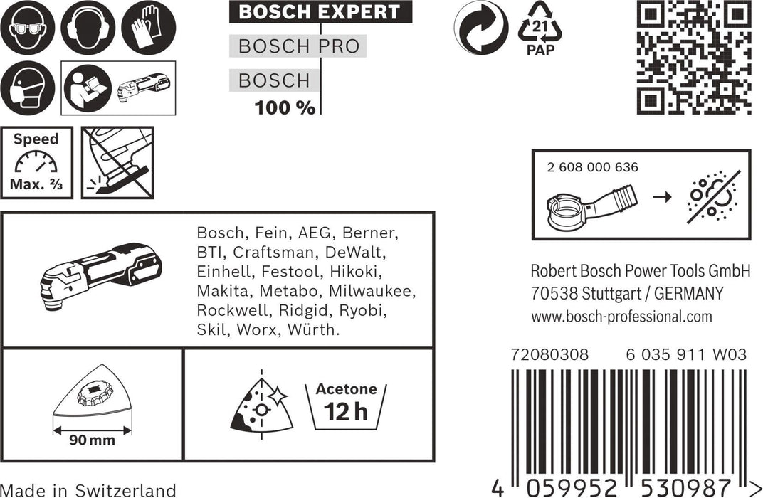 Bosch EXPERT Sanding Plate AVZ 90 RT2 Multitool list od 90 mm, 10-delni - 2608900046 List testere za multifunkcionalne alate BOSCH Madras doo Beograd
