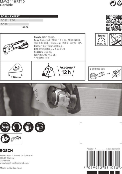 Bosch EXPERT Sanding Plate MAVZ 116 RT10 list testere za višenamenske alate od 116 mm - 2608900051 List testere za multifunkcionalne alate BOSCH Madras doo Beograd