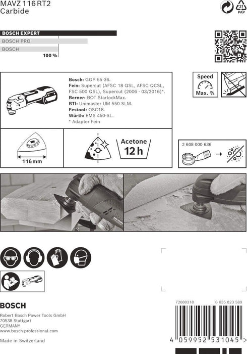 Bosch EXPERT Sanding Plate MAVZ 116 RT2 list testere za višenamenske alate od 116 mm - 2608900052 List testere za multifunkcionalne alate BOSCH Madras doo Beograd