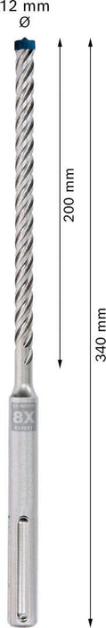 Bosch EXPERT SDS max-8X burgija za udarne bušilice od 12 x 200 x 340 mm - 2608900201 Burgija SDS - Max BOSCH Madras doo Beograd