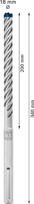 Bosch EXPERT SDS max-8X burgija za udarne bušilice od 18 x 200 x 340 mm, 5-delni - 2608900263 Burgija SDS - Max BOSCH Madras doo Beograd