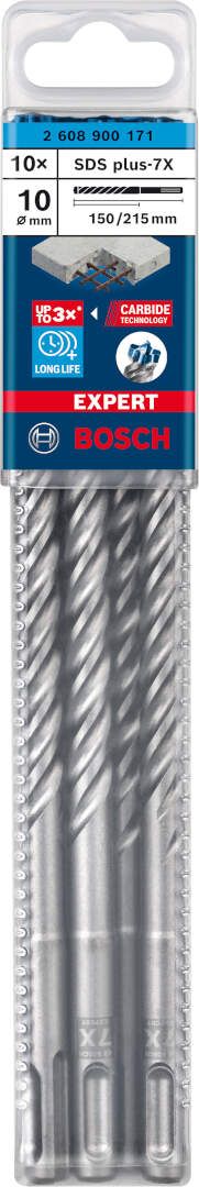 Bosch EXPERT SDS plus-7X burgija za udarne bušilice od 10 x 150 x 215 mm, 10-delni - 2608900171 Burgija SDS - Plus BOSCH Madras doo Beograd