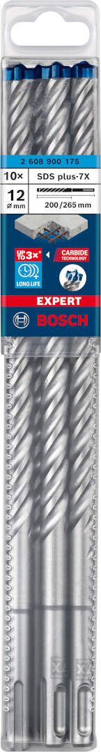Bosch EXPERT SDS plus-7X burgija za udarne bušilice od 12 x 200 x 265 mm, 10-delni - 2608900175 Burgija SDS - Plus BOSCH Madras doo Beograd