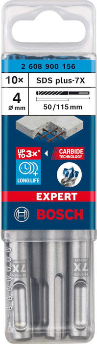 Bosch EXPERT SDS plus-7X burgija za udarne bušilice od 4 x 50 x 115 mm, 10-delni - 2608900156 Burgija SDS - Plus BOSCH Madras doo Beograd