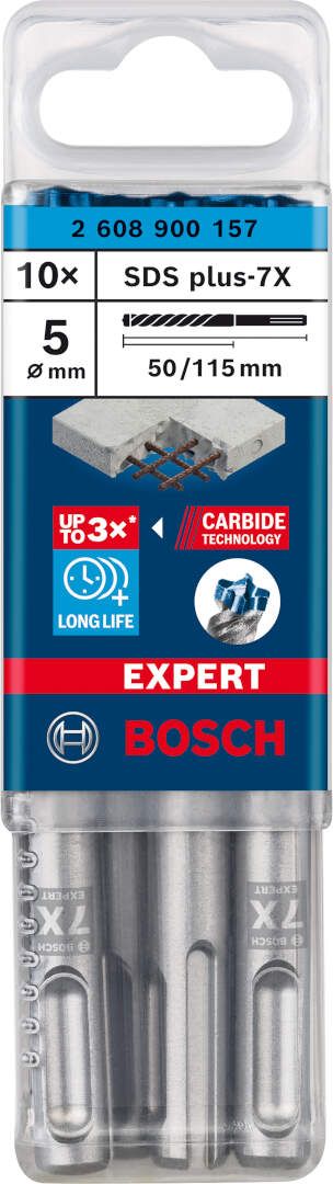 Bosch EXPERT SDS plus-7X burgija za udarne bušilice od 5 x 50 x 115 mm, 10-delni - 2608900157 Burgija SDS - Plus BOSCH Madras doo Beograd