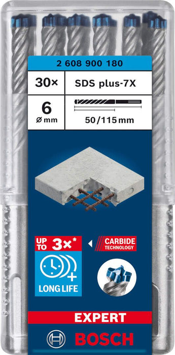 Bosch EXPERT SDS plus-7X burgija za udarne bušilice od 6 x 50 x 115 mm, 30-delni - 2608900180 Burgija SDS - Plus BOSCH Madras doo Beograd