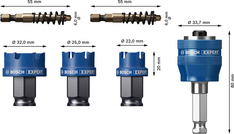 BOSCH EXPERT Sheet Metal Power Change Plus testera za otvore, 22; 25; 32×5 mm, 6 delova - Testera za otvore P SM T 3p Set (2608901963) Madras doo Beograd Madras doo Beograd