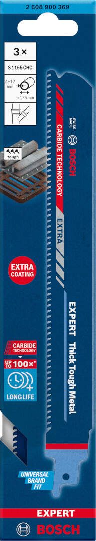 Bosch EXPERT „Thick Tough Metal“ S 1155 CHC list univerzalne testere - pakovanje 3 komada - 2608900369 List univerzalne testere BOSCH Madras doo Beograd