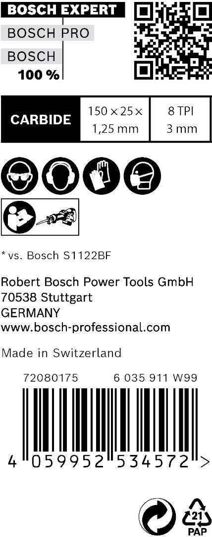 Bosch EXPERT „Thick Tough Metal“ S 955 CHC list univerzalne testere - pakovanje 10 komada - 2608900367 List univerzalne testere BOSCH Madras doo Beograd
