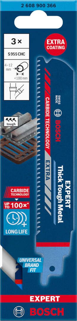 Bosch EXPERT „Thick Tough Metal“ S 955 CHC list univerzalne testere - pakovanje 3 komada - 2608900366 List univerzalne testere BOSCH Madras doo Beograd