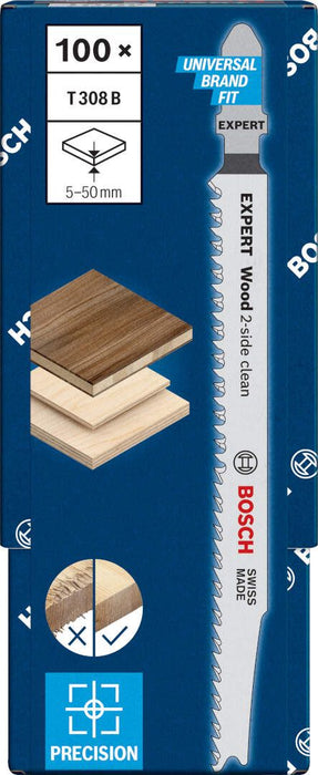 Bosch EXPERT „Wood 2-side clean“ T 308 B list ubodne testere, 100-delni - 2608900553 List ubodne testere BOSCH Madras doo Beograd