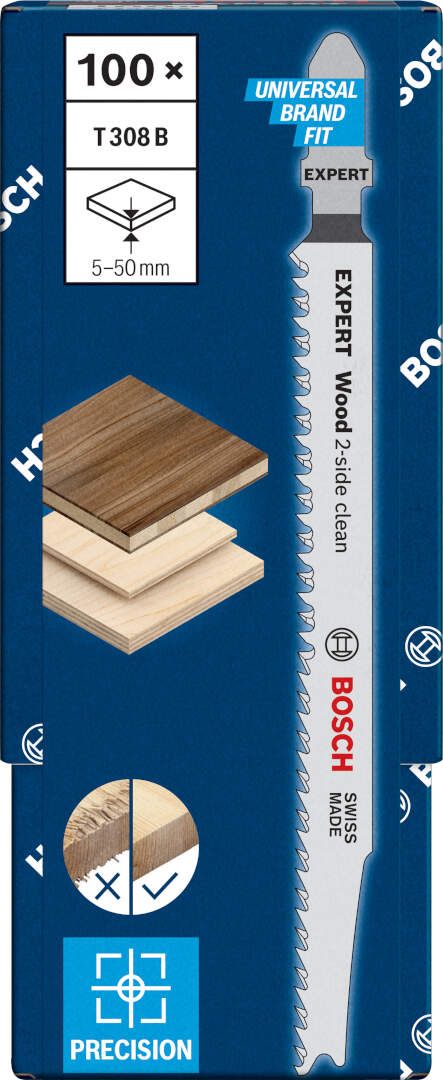 Bosch EXPERT „Wood 2-side clean“ T 308 B list ubodne testere, 100-delni - 2608900553 List ubodne testere BOSCH Madras doo Beograd