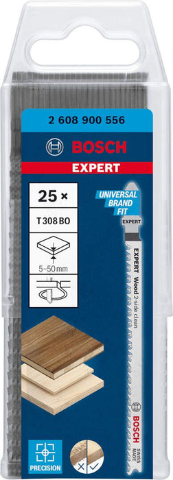 Bosch EXPERT „Wood 2-side clean“ T 308 BO list ubodne testere, 25-delni - 2608900556 List ubodne testere BOSCH Madras doo Beograd