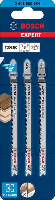 Bosch EXPERT „Wood 2-side clean“ T 308 BO list ubodne testere, 3-delni - 2608900554 List ubodne testere BOSCH Madras doo Beograd