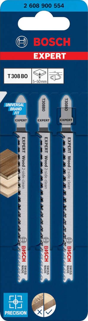Bosch EXPERT „Wood 2-side clean“ T 308 BO list ubodne testere, 3-delni - 2608900554 List ubodne testere BOSCH Madras doo Beograd