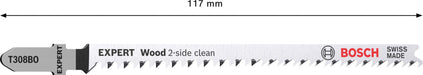 Bosch EXPERT „Wood 2-side clean“ T 308 BO list ubodne testere, 5-delni - 2608900555 List ubodne testere BOSCH Madras doo Beograd