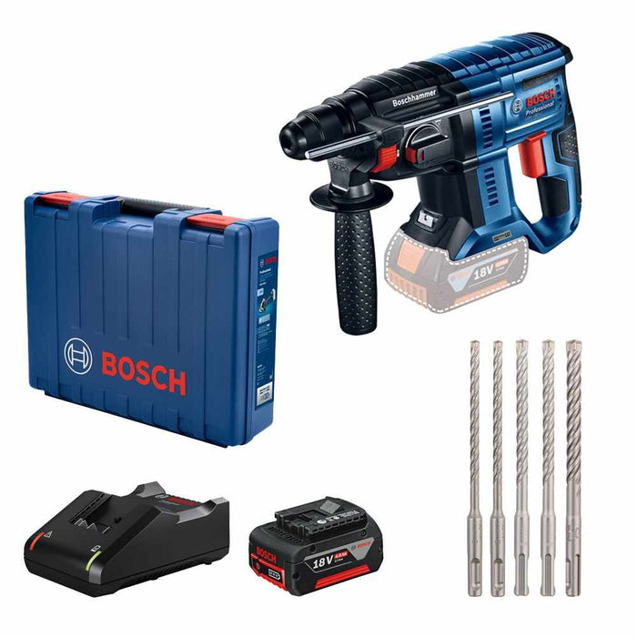 Bosch GBH 180-LI 1x4,0 Ah + 5-delni set SDS plus 5x burgija (0615990M9C) Aku SDS Plus bušilica BOSCH BOSCH-0615990M9C Madras doo Beograd