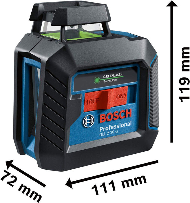 Bosch GLL 2-20 G samonivelišući linijski laser 360° + tašna + stativ - zeleni zrak (0601065001) Linijski laser 360° BOSCH BOSCH-0601065001 Madras doo Beograd