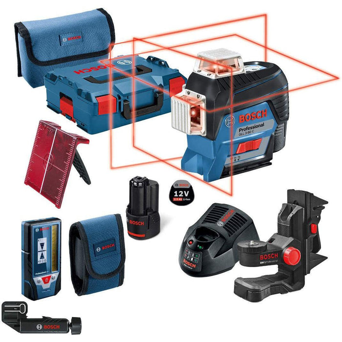 Bosch GLL 3-80 C + BM 1 nosač + prijemnik LR 7 linijski laser Bluetooth 80m (0601063R05) Set alata BOSCH BOSCH-0601063R05 Madras doo Beograd