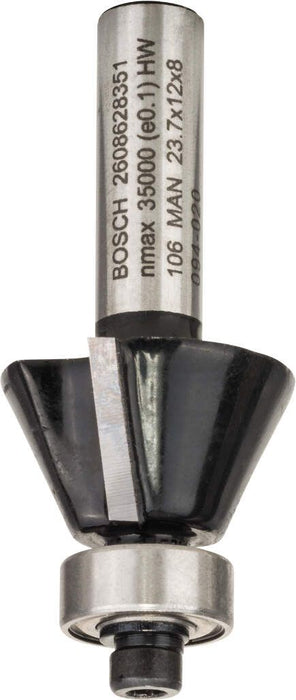 Bosch glodalo za skošavanje ivica / glodalo za glodanje uz površinu 8 mm, D1 23,7 mm, B 5,5 mm, L 12 mm, G 54 mm, 25° - 2608628351 Glodala BOSCH BOSCH-2608628351 Madras doo Beograd