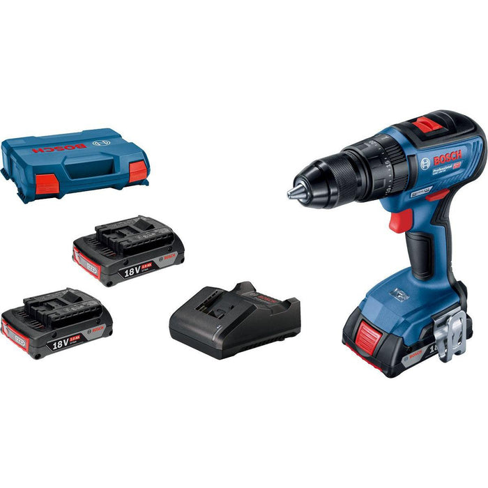 Bosch GSB 18V-50 aku bušilica i šrafilica sa 3x baterija 18V 2,0Ah+ punjač (06019H5121) Aku vibraciona bušilica - odvrtač BOSCH BOSCH-06019H5121 Madras doo Beograd