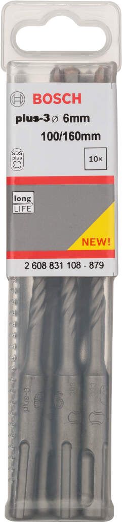 Bosch hamer burgija SDS-plus-3 6 x 100 x 160 mm pakovanje od 10 komada - 2608831108 Burgija SDS - Plus BOSCH BOSCH-2608831108 Madras doo Beograd