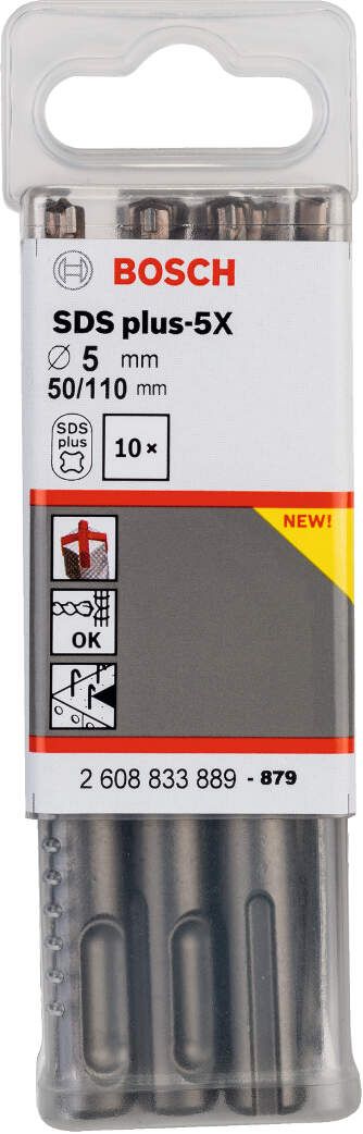 Bosch hamer burgija SDS-plus-5X 5 x 50 x 110 mm pakovanje od 10 komada - 2608833889 Burgija SDS - Plus BOSCH Madras doo Beograd