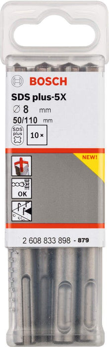 Bosch hamer burgija SDS-plus-5X 8 x 50 x 110 mm pakovanje od 10 komada - 2608833898 Burgija SDS - Plus BOSCH Madras doo Beograd