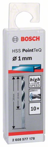 Bosch HSS spiralna burgija PointTeQ 1,0 mm paket od 10 komada Burgija HSS BOSCH Madras doo Beograd