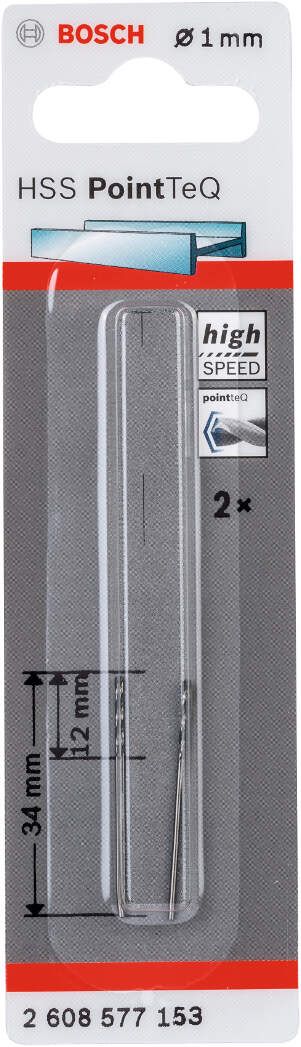 Bosch HSS spiralna burgija PointTeQ 1,0 mm pakovanje od 2 komada - 2608577153 Burgija HSS BOSCH Madras doo Beograd