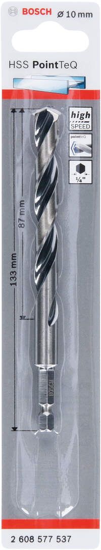 Bosch HSS spiralna burgija PointTeQ 10,0 mm sa šestougaonim HEX prihvatom pakovanje od 1 komada - 2608577537 Burgija HSS BOSCH Madras doo Beograd
